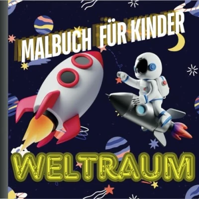Abbildung von Weltraum Malbuch für Kinder: mit Raketen, Astronauten, Raumschiffen und vieles mehr. ab 3 4. Weltall ... Abenteuer im kleine Künstler