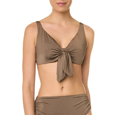 Abbildung von goldenpoint Bikini für Damen Badeanzug einfarbiger Triangel BH mit Bügel, Naturfarben, Größe 80