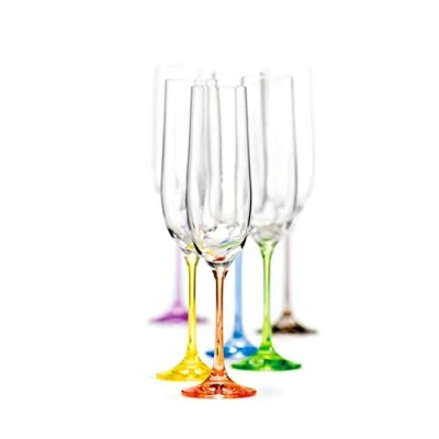 Abbildung von CRISTALICA Sektgläser 6er Set Rainbow 190ml Kelch Prosecco Champagner Kristallglas farbig