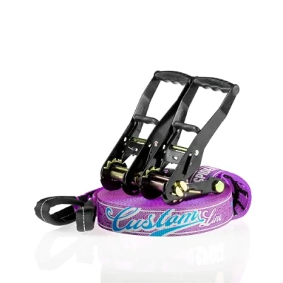 Abbildung von SPIDER Slackline TKSA3 Custom Kit erfahrene Slackliner oder Einsteiger Komplettset Gurtband Länge 25m mit 2X Ratschen