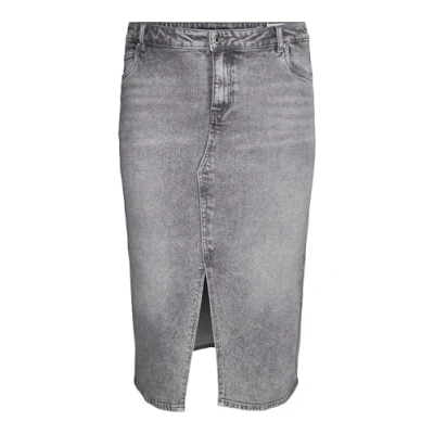 Abbildung von Vero Moda Curve Vmcveri CALF Skirt Bleistiftrock, Damen, Größe: 50, Medium grey denim