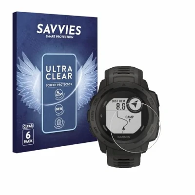 Abbildung von Savvies 6 Stück Schutzfolie für Garmin Instinct Tactical Edition Displayschutz Folie Ultra Transparent