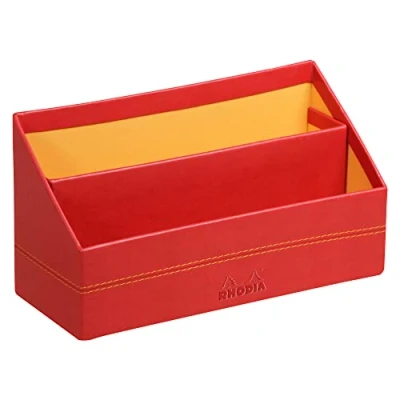 Abbildung von Rhodia 318943C Briefablage (10 x 25 31 cm, ideal für Ihre Organisation, Kunstleder, elegant, praktisch) 1 Stück, mohnrot