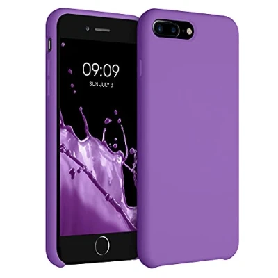 Abbildung von kwmobile Hülle kompatibel mit Apple iPhone 7 Plus/iPhone 8 Plus Silikon Handy Case Handyhülle weiche Oberfläche kabelloses Laden Orchidee Lila