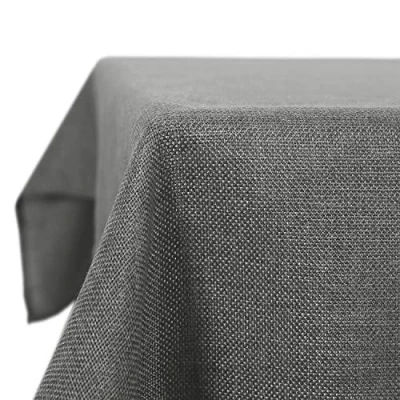 Abbildung von Deconovo Leinenoptik Tischdecke Wasserabweisend Tischwäsche Lotuseffekt, 140x240 cm, Grau, 1 Stück