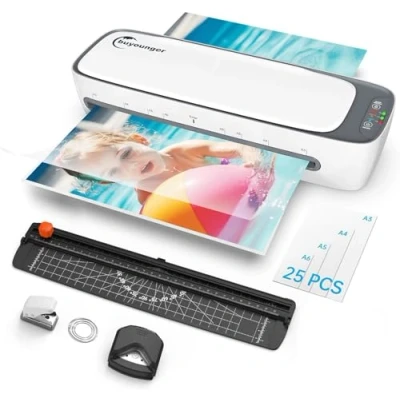 Abbildung von Laminiergerät, Laminiergerät A3 A4 Mit 25Pcs Laminierfolien, 6 in 1 A5 A6, Laminator papierschneider Eckenabrunder, Laminiermaschinen Für Fotos Den Heimgebrauch Büro Schule