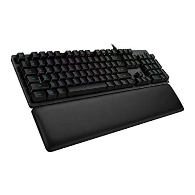 Abbildung von Logitech G513 mechanische Gaming Tastatur, GX Brown Taktile Switches, RGB Beleuchtung, USB Durchschleife, Handballenauflage mit Memory Foam, Aluminium Gehäuse, Französisches AZERTY Layout Schwarz