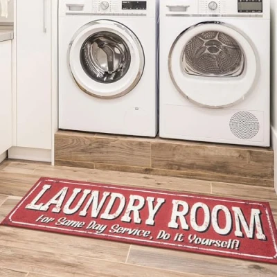 Abbildung von Ottomanson Laundry Kollektion klassischer Teppichläufer mit Gummirückseite, 50 cm x 150 cm, Rot