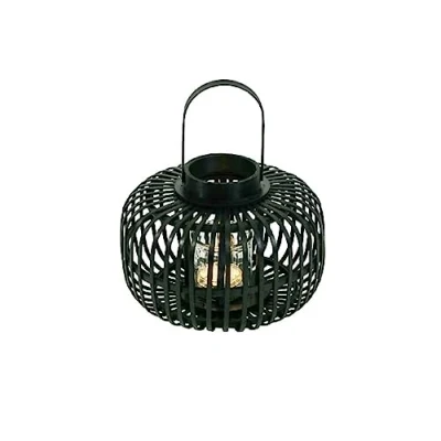 Abbildung von Laterne Kyoto schwarz Bambus Pappel 33 x 23 cm incl. Glaseinsatz Deko Indoor