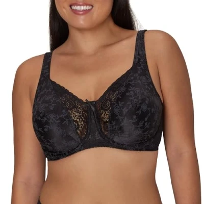 Abbildung von Playtex Damen Secrets Love My Curves Signature Floral Bügel Full Coverage BH US4422, Schwarz (Real Black), 80DD