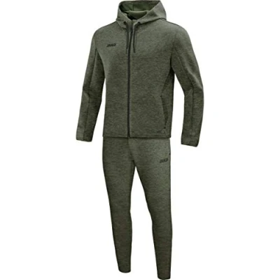 Abbildung von JAKO Damen Jogginganzug Premium Basics mit Kapuze, khaki meliert, 36, M9729