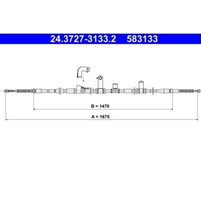 Abbildung von ATE 24.3727 3133.2 Handbremsseil 1675 HYUNDAI: SANTA FE 2