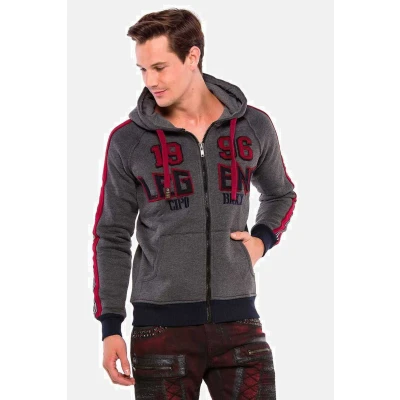 Abbildung von Cipo &amp; Baxx MIT Stickerei Sweatjacke, Herren, Größe: Medium, Anthracite