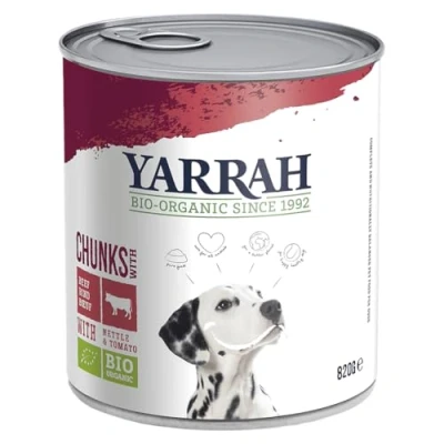 Abbildung von Yarrah Bröckchen Huhn, Rind, Brennessel, Tomate 820 g Bio Hundefutter, 6er Pack (6 x 0.82 kg)