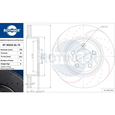 Abbildung von Bremsscheibe ROTINGER RT 20322 GL T5