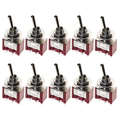 Abbildung von ETOPARS 10 Stück Mini Miniatur Kippschalter EIN 6A 125V / 3A 250V 3 Kontakte SPDT 2 Position Auto Armaturenbrett Wippschalter Lötanschluss