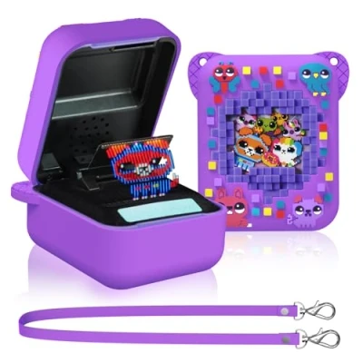 Abbildung von Schutzhülle für Bitzee Interactive Toy Digital Pet, MOWYEOK Mit Animal Print, Kompatibel der Zubehör des Lanyard (Lila)