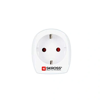 Abbildung von SKROSS Reisestecker mit USB Deutschland nach Dänemark Reiseadapter zur Anwendung von Geräten Schuko oder Eurostecker in