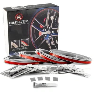 Abbildung von Rimsavers FELGENSCHUTZ &amp; Styling Felgenschutzring Alu Felgen Ringe Felgenrandaufkleber Felgenstyling Rim Protector Guard Ringz Rimblades (Silber)