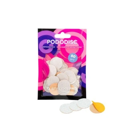 Abbildung von STALEKS PRO Pododisc Schleifscheiben, selbstklebend, 20 mm, für Nagelfräse, speziell Pediküre, Körnung 80, 50 Stück