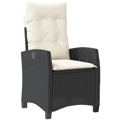 Abbildung von vidaXL Gartenstuhl Gartensessel Verstellbar mit Kissen Schwarz Poly Rattan