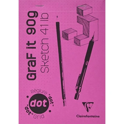 Abbildung von Clairefontaine 96695C Skizzenblock Graf it, DIN A5, 14,8x21 cm, 80 Blatt, 90g, DOT Lineatur, geheftet, ideal für Trockentechniken, 1 Stück, Rosa