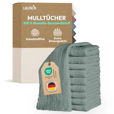 Abbildung von Laleni Spucktuch Spucktücher Baby aus Reiner Baumwolle, (20 tlg), OEKO TEX Zertifizierte Mulltücher