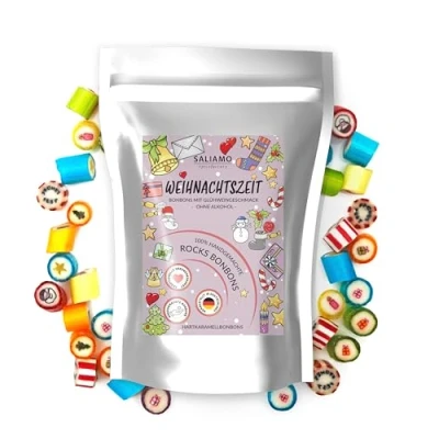 Abbildung von Saliamo Fruchtbonbons mit Motiv nach alter Tradition hergestellt deutsche Manufaktur Retro Frucht Bonbon (Weihnachten)