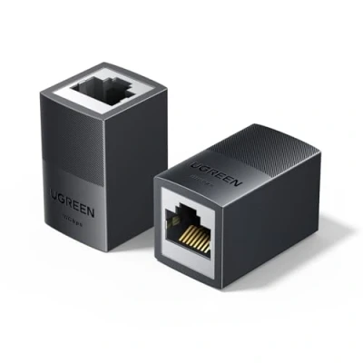 Abbildung von UGREEN LAN Kabel Verlängerung RJ45 Kupplung 10Gbps Verbinder Netzwerkkabel Unterstützen POE mit Abschirmfunktion kompatibel Cat7/ Cat6/ Cat5e/ Cat5（Schwarz 2 Stück）