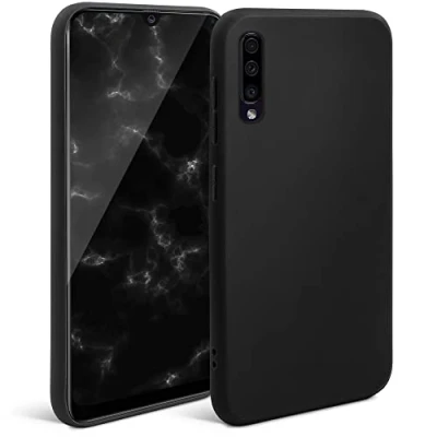 Abbildung von Moozy Minimalist Series Silikon Hülle für Samsung A50, Schwarz Mattes Finish, Dünne, Weiche TPU Handyhülle Schutzhülle
