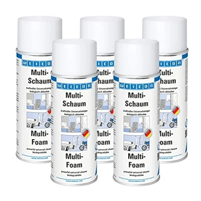 Abbildung von WEICON Multi Schaum 400 ml Schaumreiniger für Polster, Scheiben, Kunststoff und Metall Biologisch abbaubar 5er Set