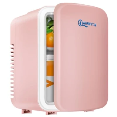 Abbildung von WANNYTON Mini Kühlschrank 4 Liter / 6 Dosen, Tragbarer Kleiner Kühlschränke mit Kühl und Heizfunktion,Getränkekühlschrank für Zimmer Auto Büro, AC 220 240 V, DC 12 Rosa