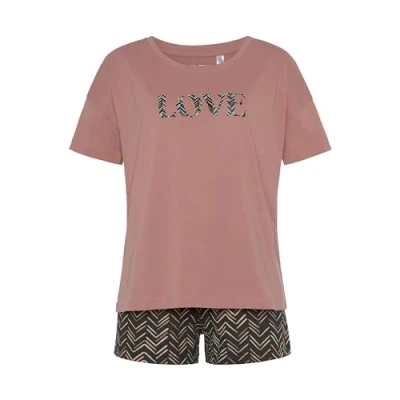 Abbildung von Lascana VD Graphic Shorty Pyjama, Damen, Größe: 44/46, Burnt aprico