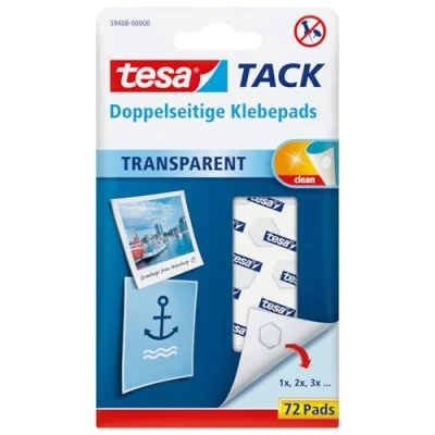 Abbildung von tesa Klebepad TACK (72 St) wiederablösbar / wiederverwendbar, transparent und flach