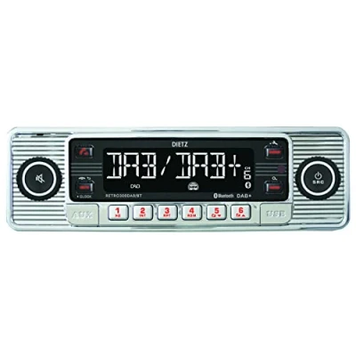 Abbildung von Dietz 1 DIN Retro Radio DAB+, BT, MP3, USB, RDS Autoradio (Digitalradio (DAB), FM/UKW, 20,00 W)