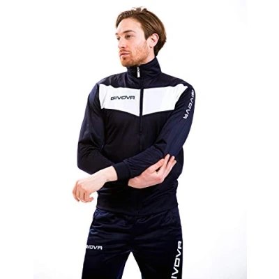 Abbildung von Givova TR018 Herren Visa Trainingsanzug, Mehrfarbig (blau/weiss), XS