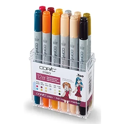 Abbildung von COPIC Ciao Marker 12er Manga Set &quot;Schuluniformen&quot;, Allround Layoutmarker, im praktischen Acryl Display zur Aufbewahrung und einfachen Entnahme