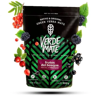 Abbildung von Verde Mate Green Frutos del Bosque 0,5 kg Anregender Tee mit Waldfrüchten 500 g Milder Geschmack Natürliches Koffein aus Brasilien