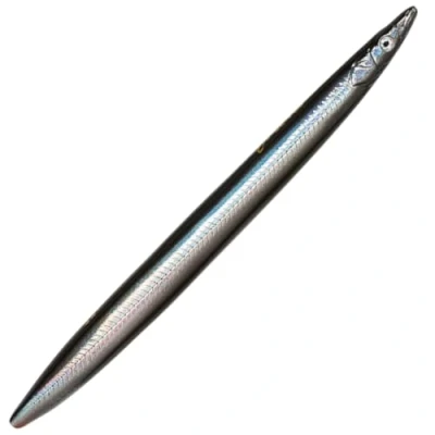 Abbildung von Savage Gear Line Thru Sandeel Meerforellenköder, Farbe:Black Silver, Länge/Gewicht:11cm / 15g