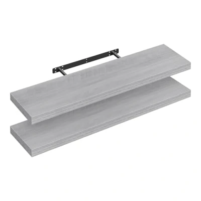 Abbildung von WOLTU Wandboard 2er Wandregal CD DVD Regal Bücherregal Schweberegal Holz Board 90x22.9x3.8cm grau Eiche für Büro, Wohnzimmer, Schlafzimmer, Küche RG9370grei 2