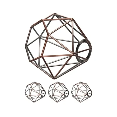 Abbildung von ledscom.de 4 Stück Käfig Lampenschirm, bronze, E27 / E14, 160mm Ø