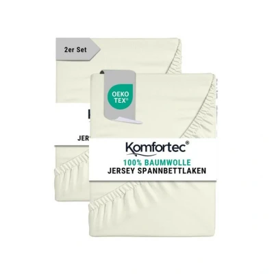 Abbildung von Spannbettlaken Jersey Spannbettuch, 90x200, 140x200, 160x200, 180x200 oder 200x200 cm, Komfortec, 100% Baumwolle (135 g/m), Gummizug: Rundum, (2 Stück), OEKO TEX® Standard 100 Zertifisiert, für Matratzen bis 25 cm Höhe