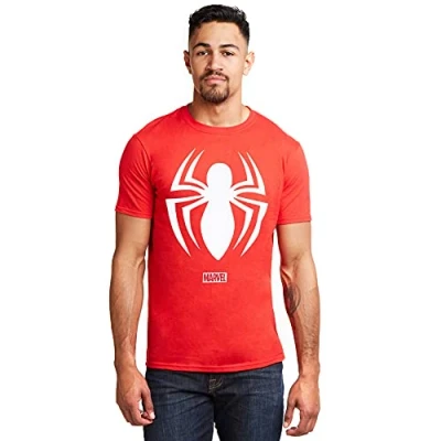 Abbildung von Marvel Herren Spiderman Logo T Shirt, Cherry Red, XXL