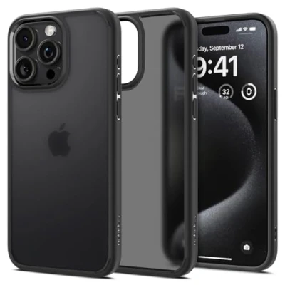 Abbildung von Spigen für iPhone 15 Pro Max Ultra Hybrid Hülle [Anti Yellowing] Case Handyhülle Schutzhülle Cover Transparent Durchsichtig Dünn Slim Frost Black