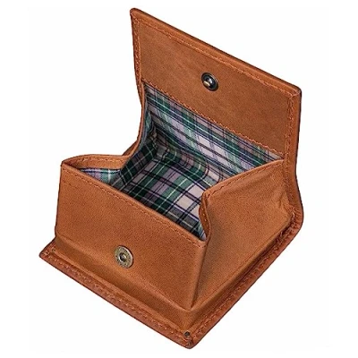 Abbildung von Benthill Mini Geldbörse Echt Leder Münzbörse mit Kleingeldschütte Slim Wallet für Münzen, Münzfach