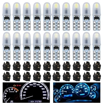 Abbildung von Nizirioo Glassockellampe 20er Set, DC 12 V T5 Led Leuchtmittel mit Drehverschluss Sockel, Tacho Licht, Licht Auto, Glühlampe Tacholampe, Signallampe（Eisblau + Blau）