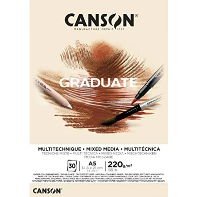 Abbildung von Canson Pad Graduate Mixed Media A3 220 g Grey Skizzenbuch