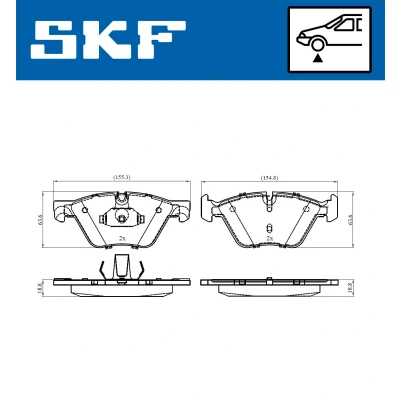 Abbildung von SKF VKBP 80246 Bremsbelagsatz für Verschleißwarnanzeiger vorbereitet BMW: 5 Touring, Limousine