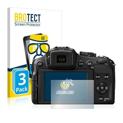 Abbildung von BROTECT Schutzglas für Panasonic Lumix DMC FZ200 (3 Stück) Schutzfolie Panzer Folie Glas [Extrem Kratzfest 9H, Anti Fingerprint, Ultra Transparent]