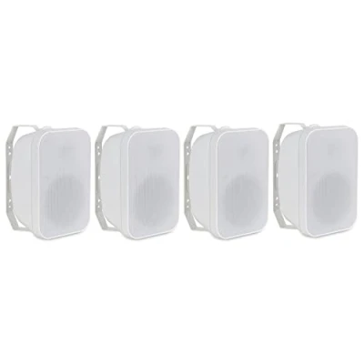Abbildung von McGrey OLS 5251WH Outdoor Lautsprecher 4X Set Zwei Wege System IP56 Für Restaurant, Biergarten, Terrasse &amp; Garten 5,25&quot; Woofer und 1&quot; Hochtöner 50 Watt 8 Ohm 70/100V Betrieb Weiß